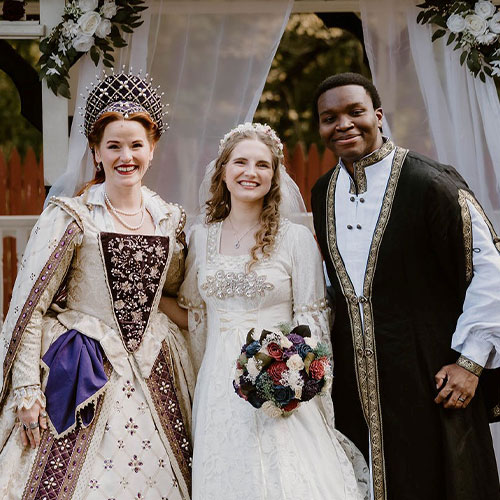 Faire Wedding Couple with Queen Elizabeth