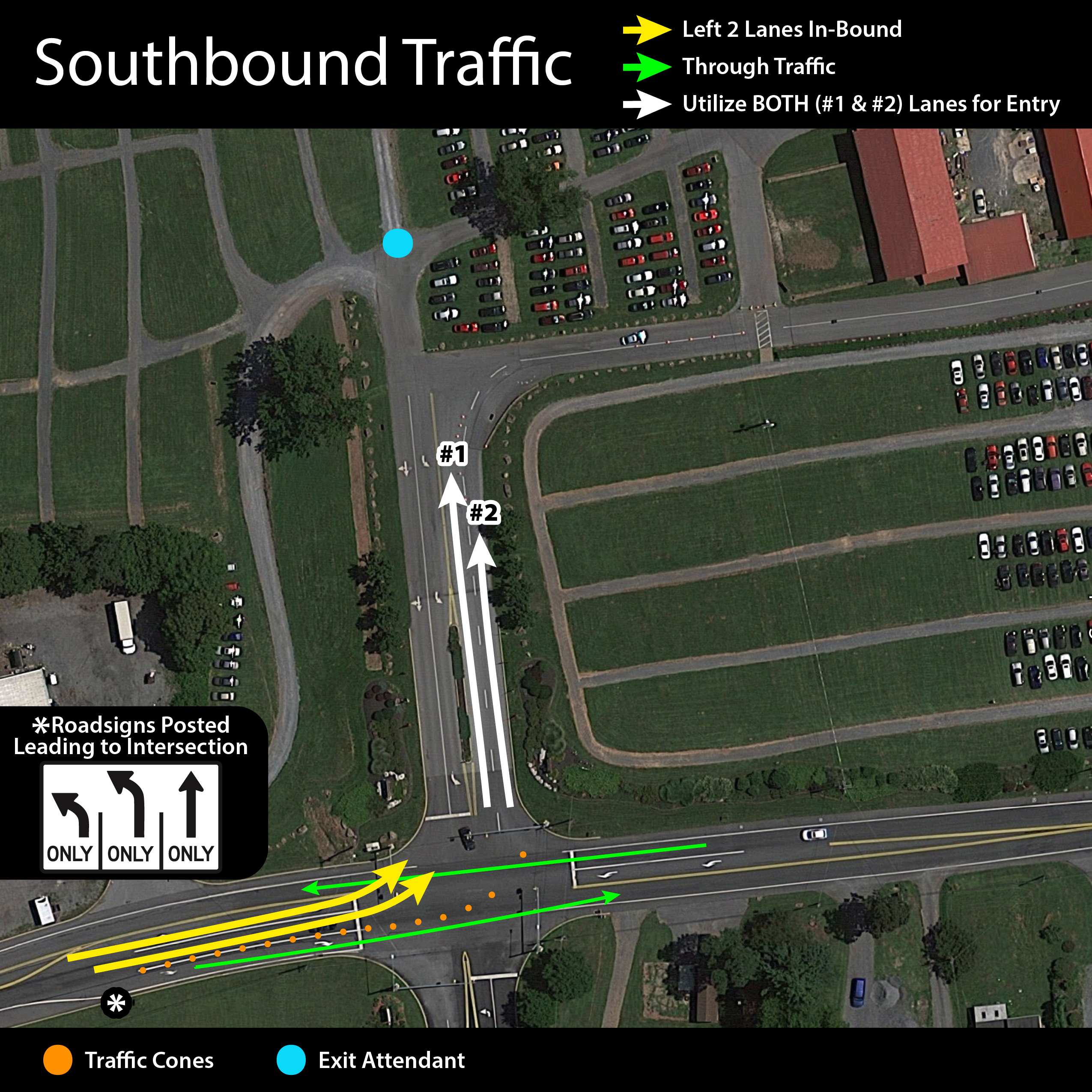 Map showing entry to park from the Main Entrance stoplight.