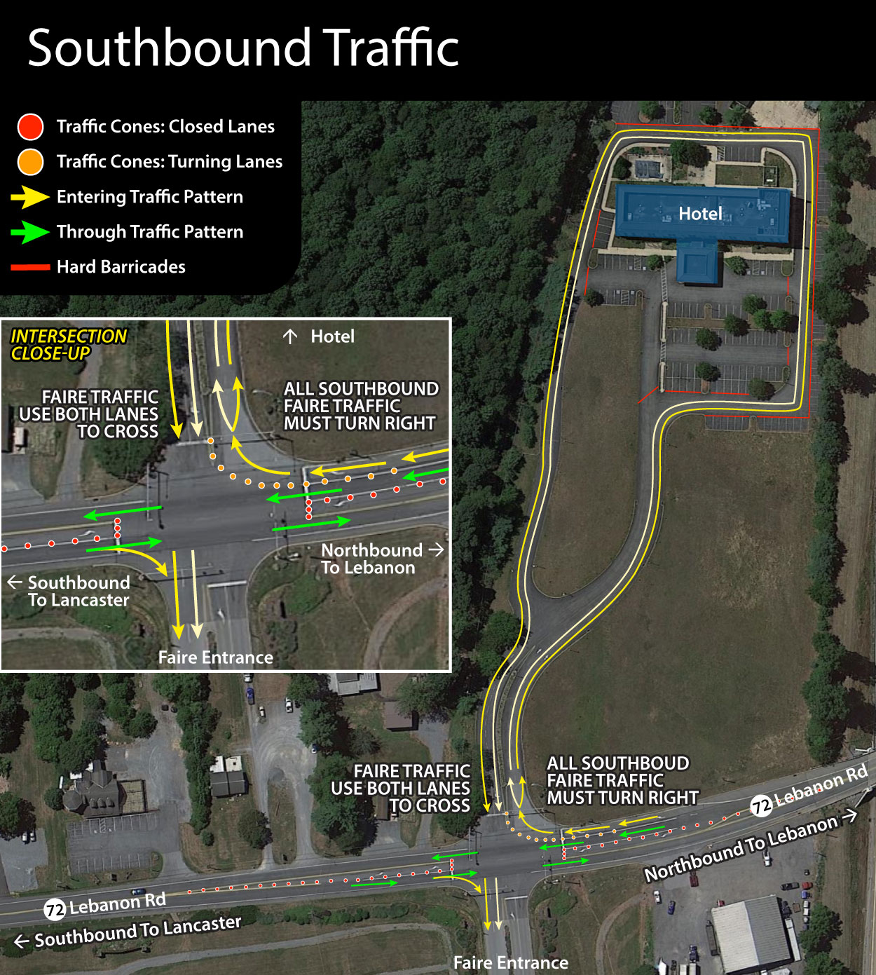 Map showing entry to park from the Main Entrance stoplight.
